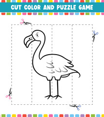 Cut color education worksheet game for kids color activity puzzle for children