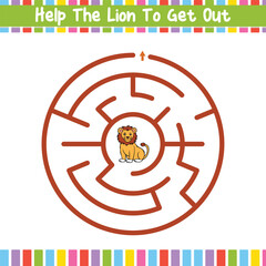 Kids Circular Maze Puzzle Discover the Path Educational Worksheet