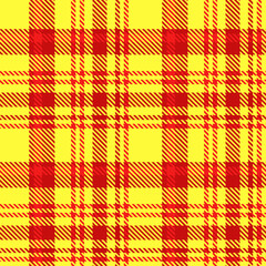 Yellow Red Tartan Plaid Pattern Seamless. Checkered fabric texture for flannel shirt, skirt, blanket
