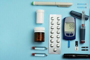 Diabetic disease concept background, top view