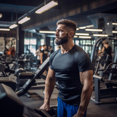 Fototapeta premium Man doing sports in a gym.