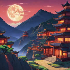 Obraz premium chinese temple in the night