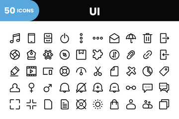 Essential icon set. Essential 50 icons set collection. Vector icons collection.