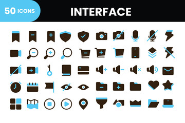 User Interface icon set. User interface 50 icons set collection. Vector icons collection.