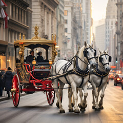 Horse cart in the city.