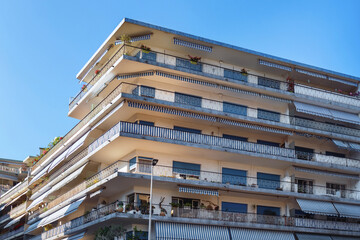 Details of one of the residential buildings in the city center of Cannes. France.