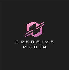 Abstract Initial Letter Z Logo Black Light Square Geometric Line Style isolated on Black Background