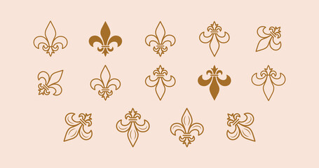 Set Flor de lis symbol vector illustration icon. © Stud