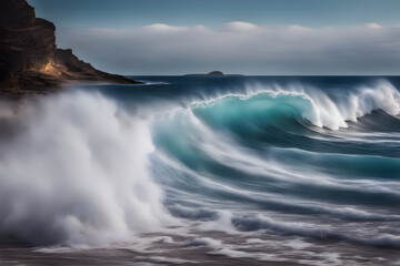 Beautiful sea waves long exposure