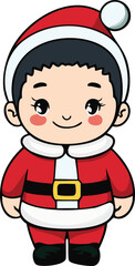 산타 의상을 입은 어린이 일러스트 벡터