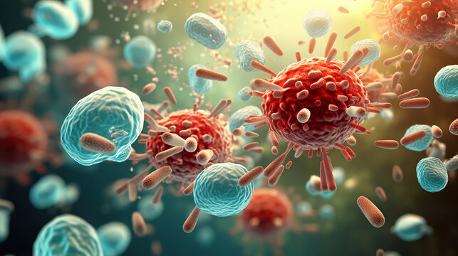 Computer-Generated Image of Bacteria. Generative Ai