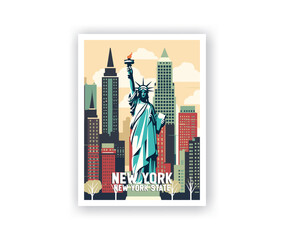 New York, New York State Illustration Art. Travel Poster Wall Art. Minimalist Vector art.