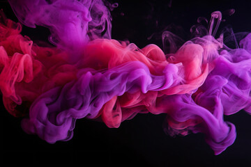 Obraz premium Smoke concept background of red, purple and pink colors on a black background. 