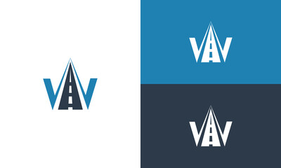 collection of initials w a road logo design vector