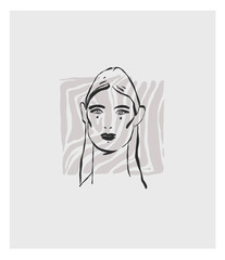 Hand drawn vector abstract graphic line art ,contemporary collection print with boho aesthetics female body graphic shapes.Fashion feminine concept design for wall decor,print,wallpaper,background.