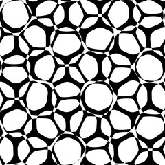 A black and white abstract pattern with seamless mosaic ornaments, suitable for background or backdrop use