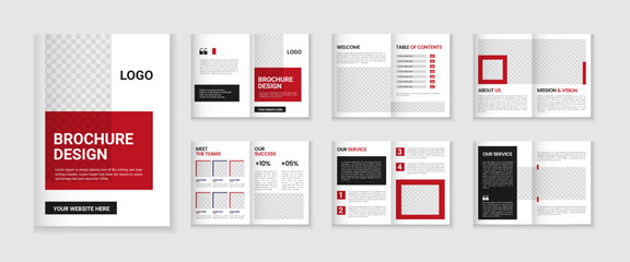 12 page corporate brochure profile design, business brochure layout, a4 size multipage flyer design, company profile and annual report template design - obrazy, fototapety, plakaty