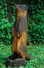 Obraz premium Loutre d'europe, Lutra lutra, sculture en bois