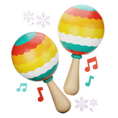 two maracas 3D illustration. music 