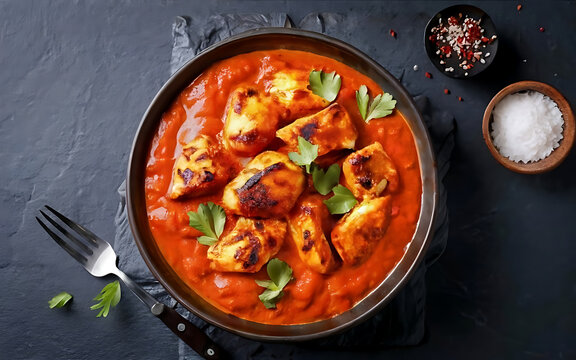 Capture the essence of Chicken Tikka Masala in a mouthwatering food photography shot Generative AI