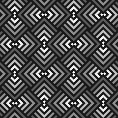 Abstract geometric seamless pattern with squares, stripes, lines. Vector background. Black and white texture. Poster for web banner, business presentation, branding package, fabric print, textile