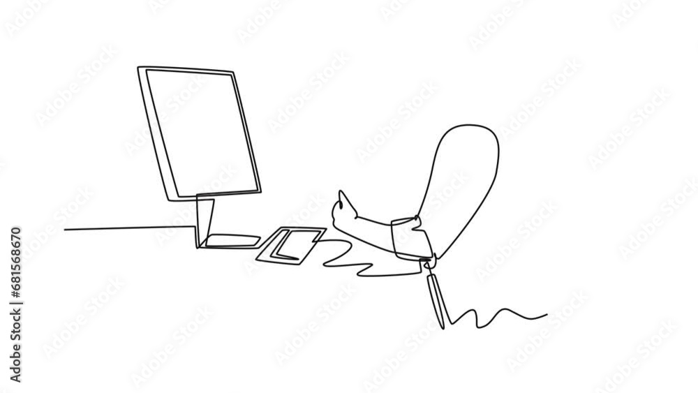 Aufkleber animated self drawing of continuous line draw young tired businessman feel dizzy while he is working