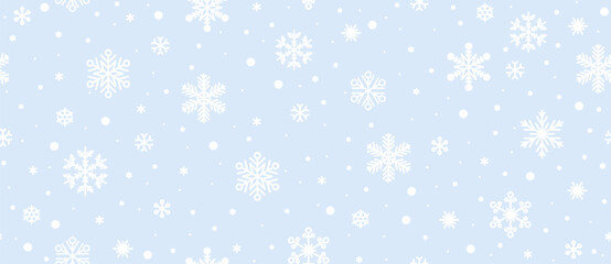 Snowflake pattern. Seamless Christmas snowflakes blue white background.