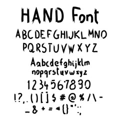 Vector hand drawn alphabet collection. Handwritten brushed grungy font.