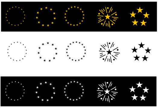 Vector illustration stars circle set on white background. Suitable for any design, isolated on white background 