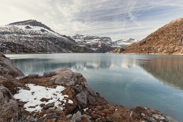 Emosson dam in autumn, Valais (Wallis), Switzerland