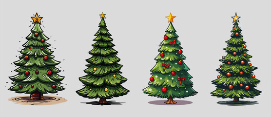 Christmas tree collection set - vector illustration