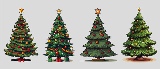 Christmas tree collection set - vector illustration