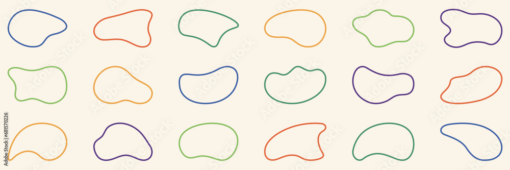 Aufkleber organic irregular outline color blob. asymmetric fluid round blotch. liquid random form line collect