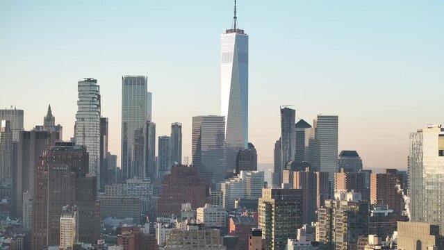 New York City's World Trade Center on an autumn morning