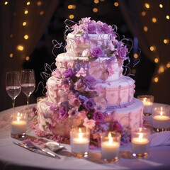 Obraz na płótnie Canvas wedding cake and candles
