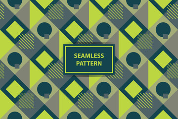 Abstract Geometric Artwork in shades of green, Bauhaus art style. Repeating geometric pattern. Vector Art. EPS 10.