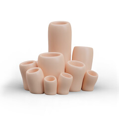 Aquarium plants in beige color. Botanical flora concept. Seaweed and corals, underwater plant concept. Vector illustration in 3d style on white background