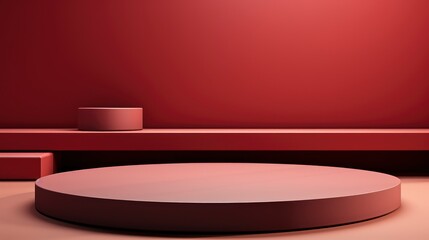 Abstract 3D Red Room Realistic Pedestal,Valentine Day Background, Background For Banner, HD