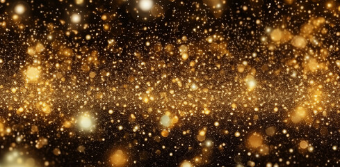 Abstract background with golden glow, highlights on dark background with space for copy. Beautiful illustration, blurry lights, highlights, space for text, advertising, splash screens