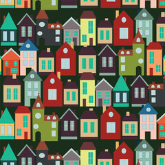 Pattern houses for patterns and prints. Colorful houses assembled in an ornament.