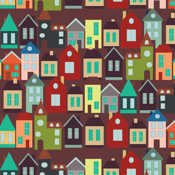 Colorful and different houses. Pattern houses for patterns and prints. © Irina Gutova