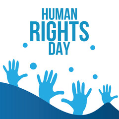Human right day concept. International peace. Different skin colors hands raised. Equality awareness icon. Freedom symbol. vector illustration.