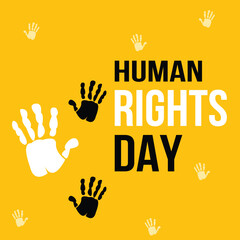 Human right day concept. International peace. Different skin colors hands raised. Equality awareness icon. Freedom symbol. vector illustration.