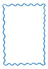 Fototapeta premium Marco azul con ondas para diseñar tarjetas, invitaciones, menús, papelería, pancartas, postales. Marco minimalista en tendencia con fondo transparente 
