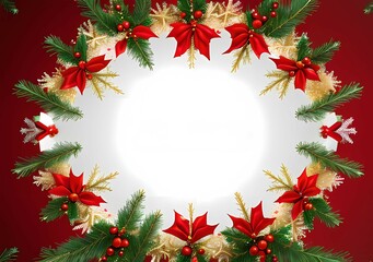 christmas frame with holly berries