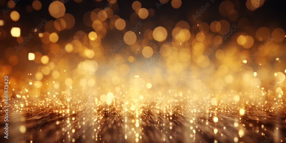 Poster gold glitter glow particle bokeh background - mesmerizing elegance in shimmering splendor