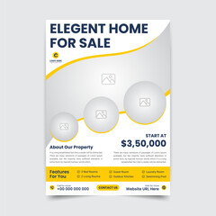 Real estate flyer template vector file print ready A4 size yellow color