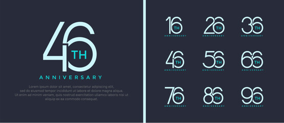 set of anniversary logo blue color on blue background for celebration moment