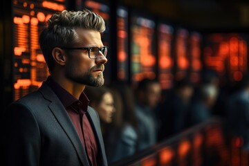 Obraz premium Portrait of a professional financial analyst in the modern digital world