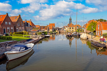 City scenic from the historical village HIndeloopen in Friesland the Netherlands